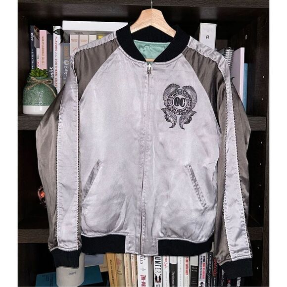 Opening Ceremony Cash Reversible Embroidered Silk Bomber Jacket Green / Gray XS - Picture 3 of 16